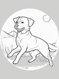 Dog with Ball Coloring Pages - Playful Dog Chasing a Ball  minimal black outline printable sheet, coloring page