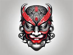 japanese tattoo mask designs  simple color tattoo,white background,minimal