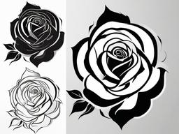 Black & White Rose Tattoo-Timeless elegance in a black and white rose tattoo, capturing the simplicity and beauty of contrast.  simple vector color tattoo