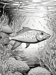 Lanternfish Coloring Pages - Small Fish with Bioluminescence  black outline printable sheet, coloring page