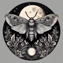 moth tattoo with moon  