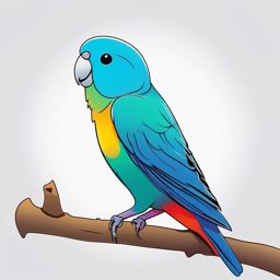 Parrotlet Tattoo - Playful parrotlet on a colorful perch  few color tattoo design, simple line art, design clean white background