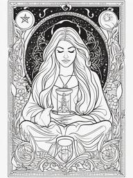 Witch's Spell Coloring Pages - Chanting Magical Words in the Dark  minimal black outline printable sheet, coloring page