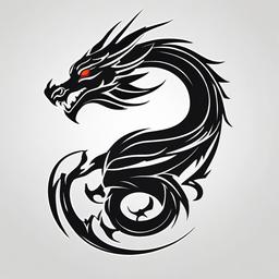 Small Tattoo Dragon - Compact and minimalist dragon tattoos suitable for smaller areas.  simple color tattoo,minimalist,white background