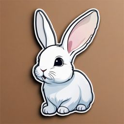 Netherland Dwarf Rabbit Sticker - A petite Netherland dwarf rabbit with adorable ears, ,vector color sticker art,minimal
