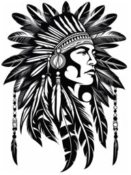 native american tattoos black and white design 