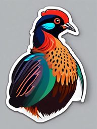 Common Pheasant Sticker - A colorful male common pheasant displaying vibrant plumage, ,vector color sticker art,minimal