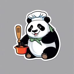 Panda Chef Sticker - A panda wearing a chef's hat and apron. ,vector color sticker art,minimal