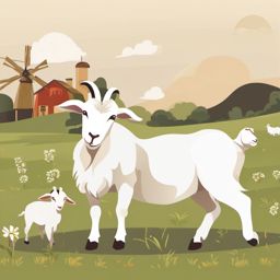 Goat clipart - Playful goat on a farm, ,vector color clipart,minimal