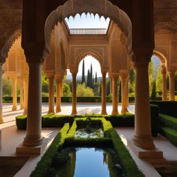 alhambra, spain - tours the enchanting palace grounds at golden hour. 