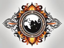 earth and fire sign tattoo  simple color tattoo,white background