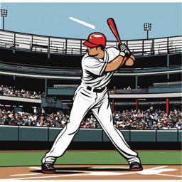 baseball clipart,swinging for the fences in a baseball stadium 