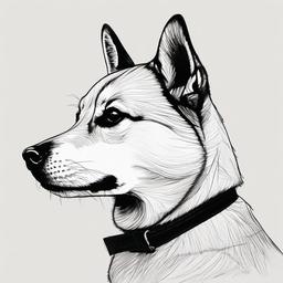 drawing of a Shiba Inu dog  minimal rough sketch scribbles,doodles,black and white