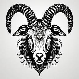 Evil Goat Tattoo - A tattoo capturing the essence of an evil or malevolent goat.  simple color tattoo design,white background