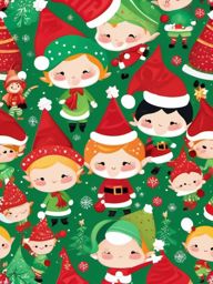 Cute Christmas Backgrounds - Playful Christmas Elves Celebration  intricate patterns, splash art, wallpaper art