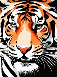 Tiger Sticker - A fierce tiger with bold stripes, ,vector color sticker art,minimal