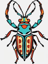 Harlequin Beetle Clip Art - A harlequin beetle with striking colors,  color vector clipart, minimal style