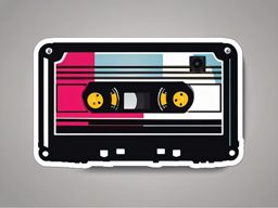 Cassette tape and microphone sticker- Musical nostalgia, , sticker vector art, minimalist design