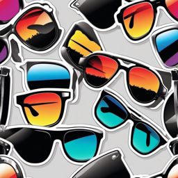 Sunglasses Reflection Sticker - Sunglasses with a reflective surface, ,vector color sticker art,minimal