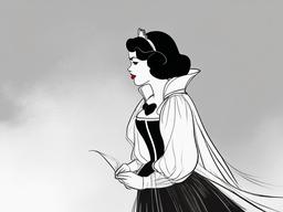 sketch of snow white  minimal rough sketch scribbles,doodles,black and white