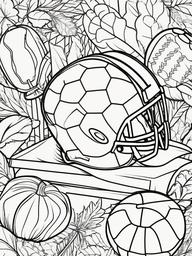 Football Coloring Pages - Celebrating Thanksgiving with Sports  minimal black outline printable sheet, coloring page