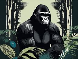 Gorilla clipart - Strong and intelligent primate in the jungle, ,vector color clipart,minimal