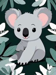 Cute Koala in a Eucalyptus Forest  clipart, simple