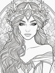 Elf Coloring Pages - Enchanting, Immortal Forest Dwellers  minimal black outline printable sheet, coloring page