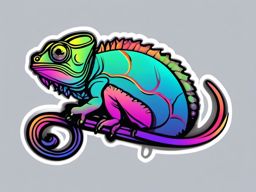 Chameleon Sticker - A chameleon showcasing its ability to change colors. ,vector color sticker art,minimal