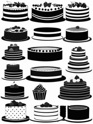 cake clipart black and white - featuring delicious layers and frosting. 