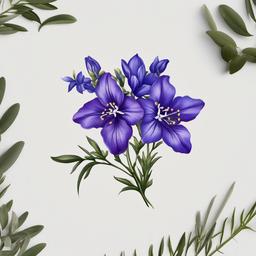 Small July Birth Flower Tattoo-Choosing delicacy and subtlety with a small tattoo featuring the July birth flower, larkspur, symbolizing love and positive emotions.  simple vector color tattoo