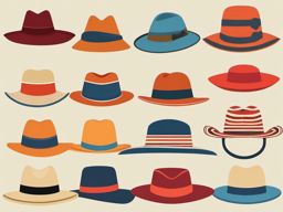 Hat Clipart - Stylish sun hat ready for a day at the beach.  color clipart, minimalist, vector art, 