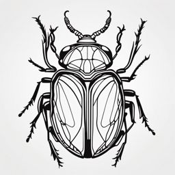 Abstract beetle ink. Minimalist insect art.  minimal color tattoo design