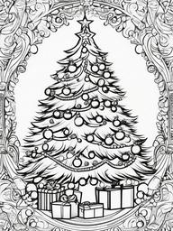 Xmas Tree To Color  outling,coloring pages,black and whit