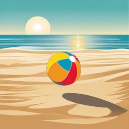 Beach Ball Clipart - A colorful beach ball bouncing across the sun-kissed sandy shore.  color clipart, minimalist, vector art, 