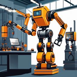 Industrial Robotics in a Factory clipart - Industrial robotics in a factory, ,vector color clipart,minimal