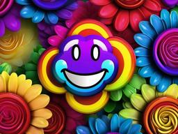 Rainbow Smiley Flower Wallpaper  