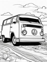 Retro Van Coloring Pages - Vintage Van Ready for a Road Trip  minimal black outline printable sheet, coloring page