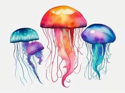Jellyfish Tattoo Watercolor - Add a splash of color to your aquatic tattoo.  minimalist color tattoo, vector