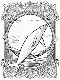 Beluga Whale Coloring Pages - White Singing Arctic Whale  black outline printable sheet, coloring page