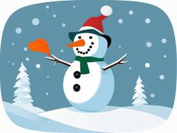 Snowman clipart - snowman with a carrot nose  