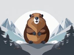 Marmot cartoon  minimal, white background