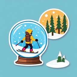 Snow Globe and Skier Emoji Sticker - Winter wonderland escape, , sticker vector art, minimalist design