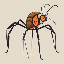 Stilt Bug Clip Art - A stilt bug with long legs,  color vector clipart, minimal style