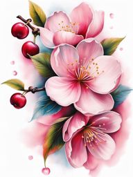 Cherry blossom tattoo, Tattoos inspired by the beautiful cherry blossom, symbolizing transience. colors, tattoo patterns, clean white background