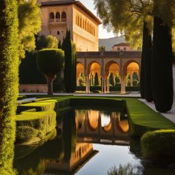 alhambra, spain - tours the enchanting palace grounds at golden hour. 