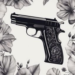 gun tattoo minimalist color design 