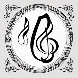 Music Note Tattoo - A musical note tattoo in harmony  few color tattoo design, simple line art, design clean white background