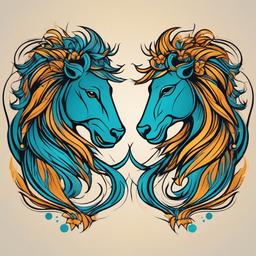 aquarius and leo tattoo  simple vector color tattoo