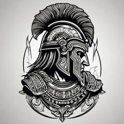 Ares Greek God Tattoo-Bold and dynamic tattoo featuring Ares, the Greek god of war, capturing themes of strength and power.  simple color vector tattoo